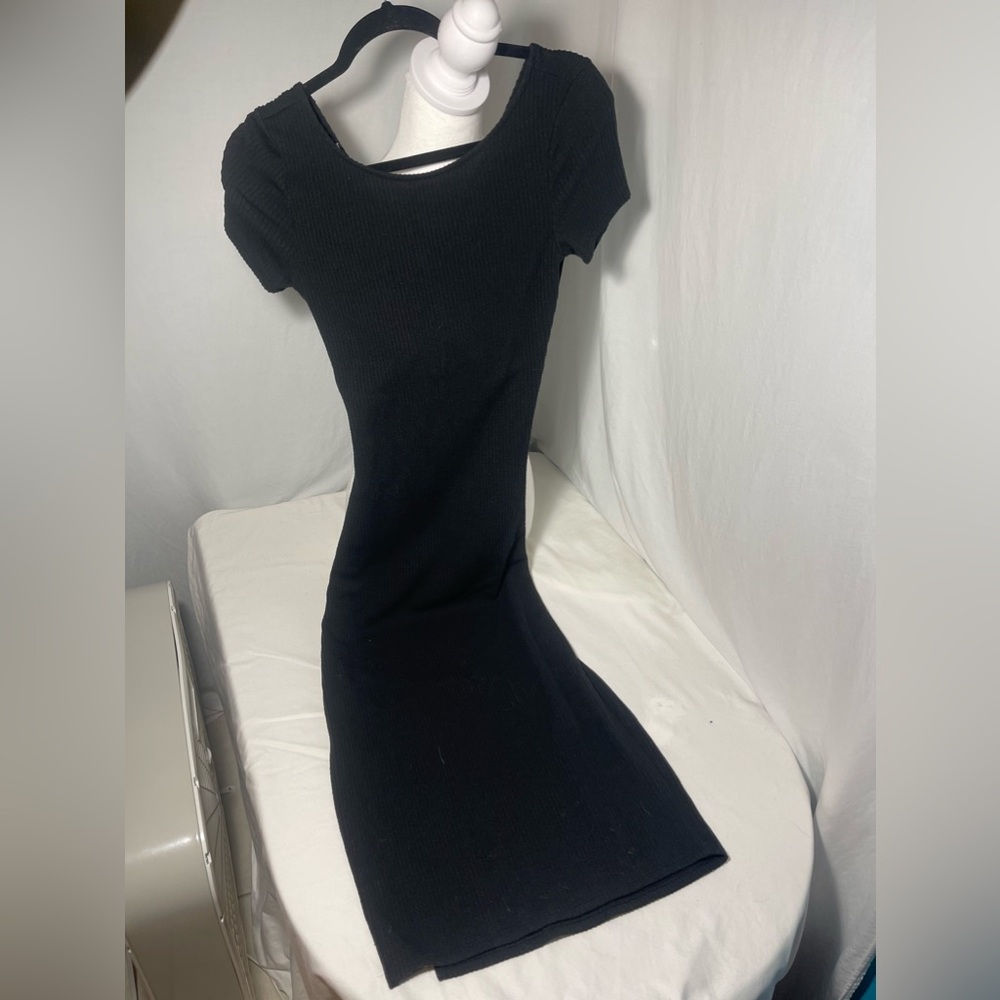 Midi Black Open Back Dress
